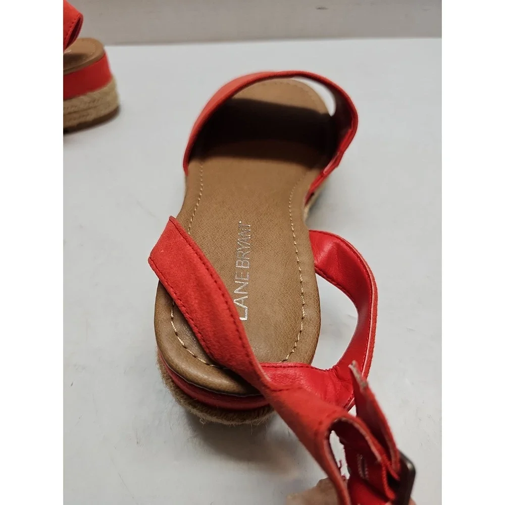 Lane Bryant Womens Coral Ankle Strap Wedge Espadrille Sandals 8W Platform
